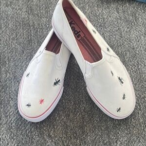 Keds White Canvas Sneakers with Playful Embroidery